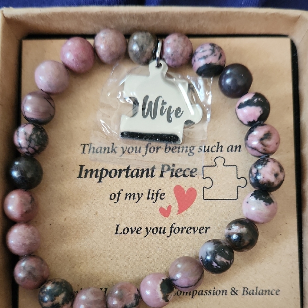 Pink and Black Beaded Bracelet